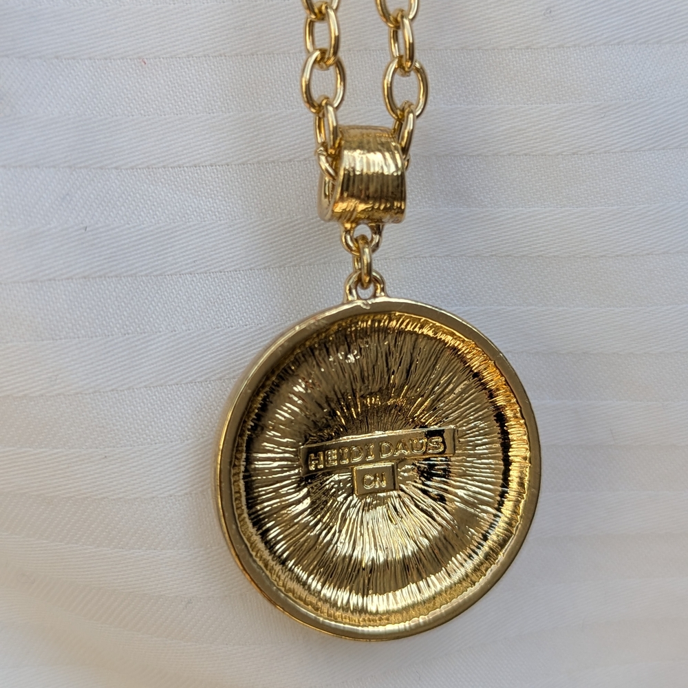 Heidi Daus Gold Tone and Purple Necklace with Intricate Pendant - Picture 3 of 8